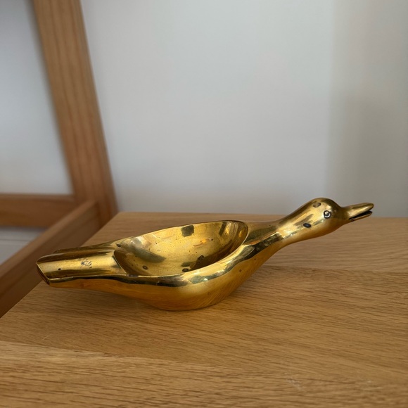 Vintage Other - Vintage MCM Solid Brass Vintage Flying Mallard Duck Ashtray Trinket Dish
